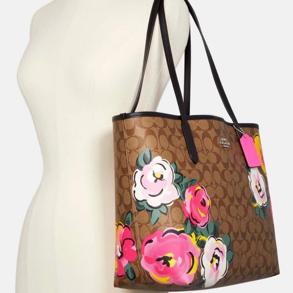 Coach City Tote Vintage Rose Print NWT - Picture 2 of 6
